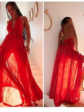 free people estelle chiffon maxi dress Free People Estelle Maxi Dress Duster Button Tiered Ruffle Blue Xsmall XS NWT
